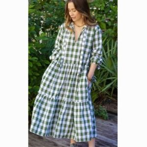 LJC Designs Green Check Bellagio Dress